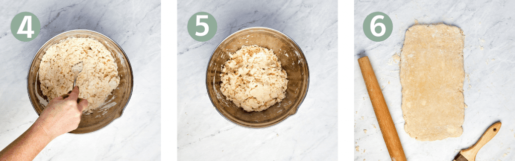 Steps 4-6 for making Rough Puff Pastry