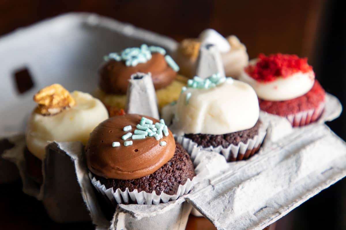 mini six pack of cupcakes from bird bakery