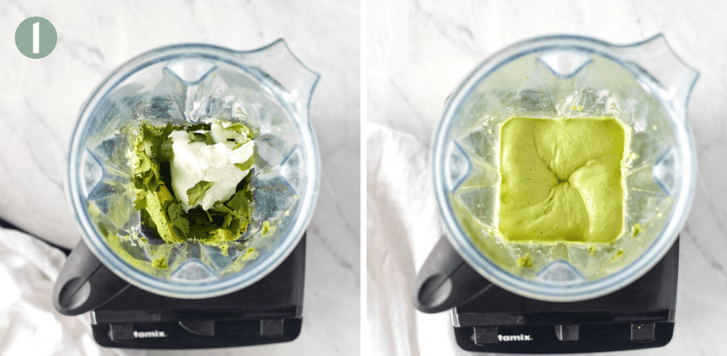 creamy cilantro avocado dressing process shots