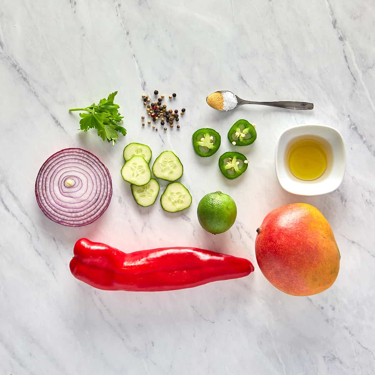 image of the ingredients for mango salsa