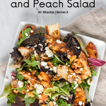 pinterest pin for grilled pork and peach salad