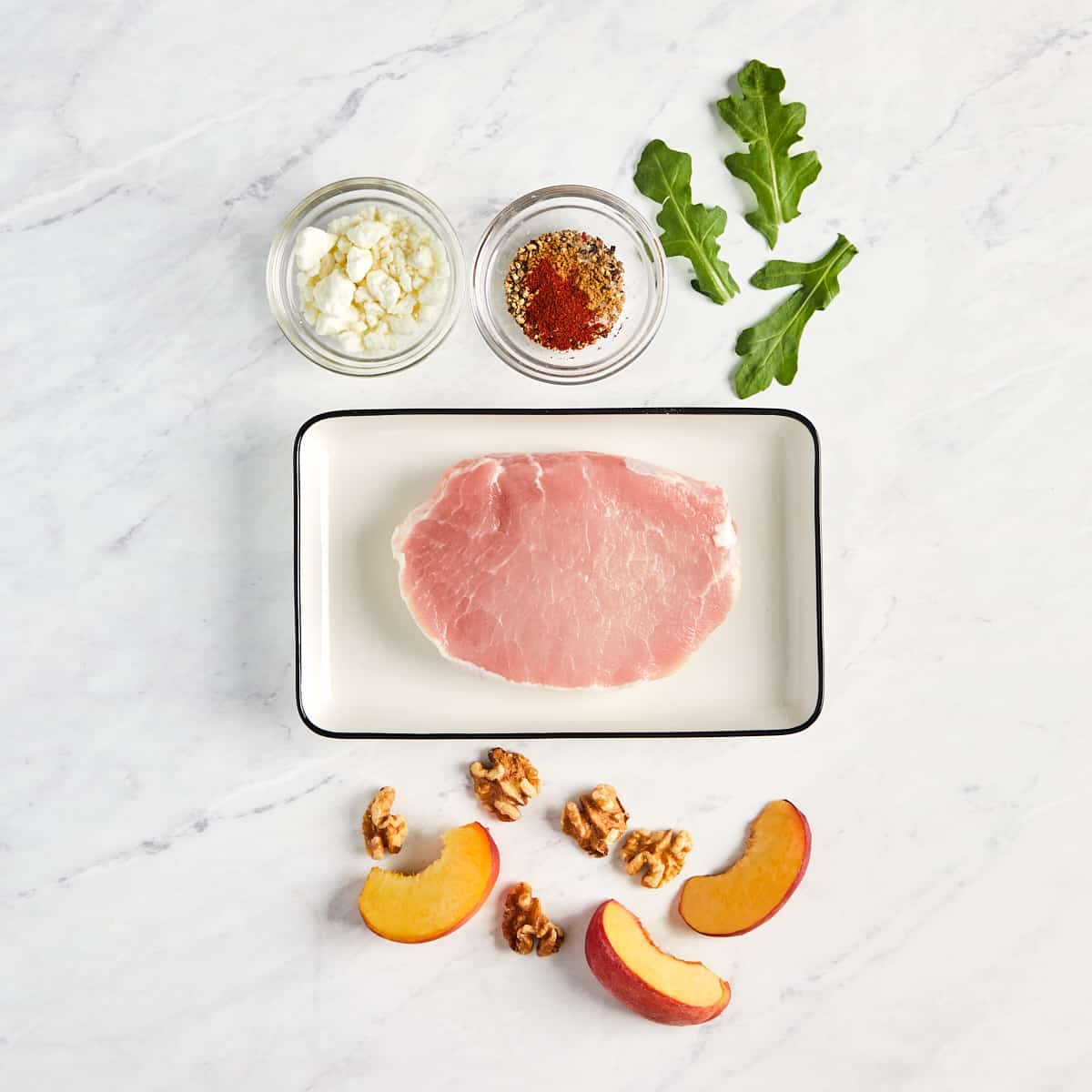 ingredients for grilled pork and peach salad