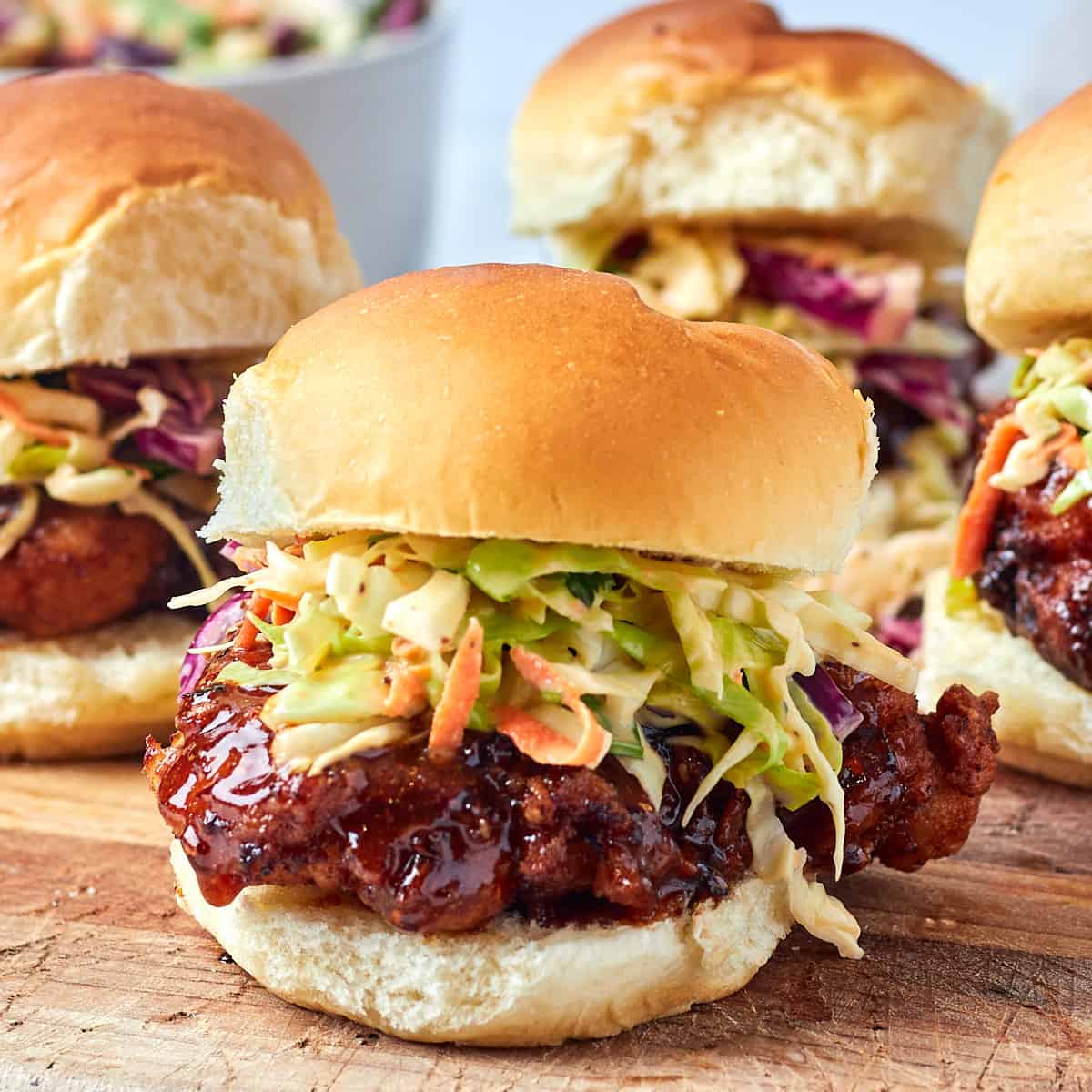 coleslaw as a topping on a chicken sandwich