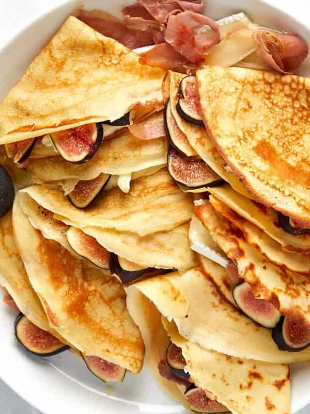 crepes assembled on a white plate