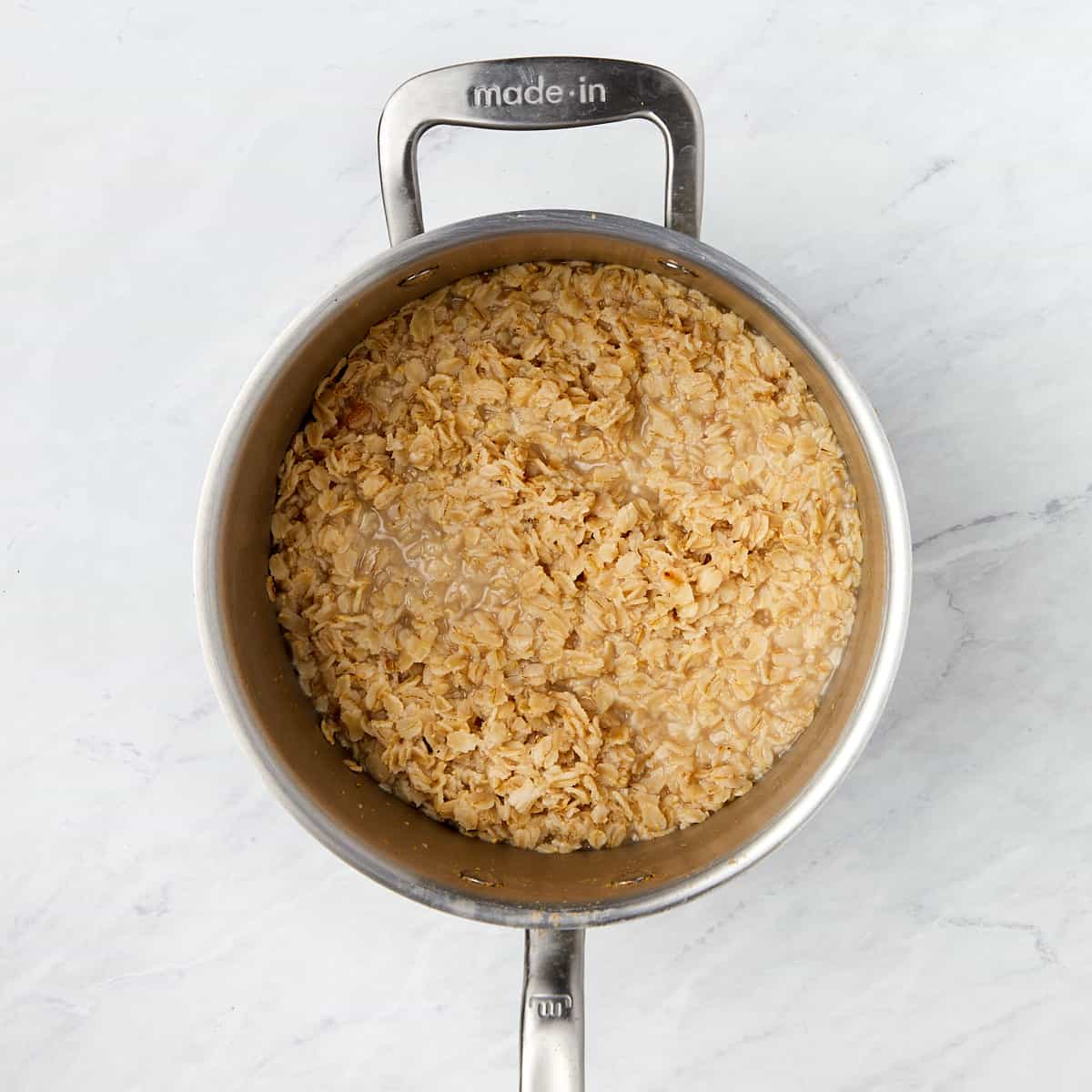 oatmeal cooking in saucepan