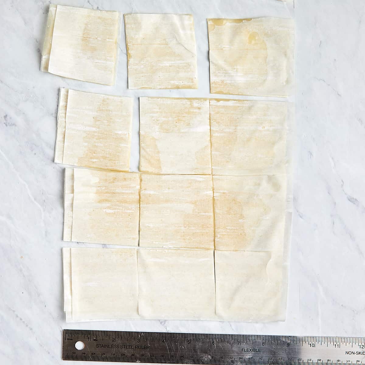 phyllo sheets cut into 3 inch squares