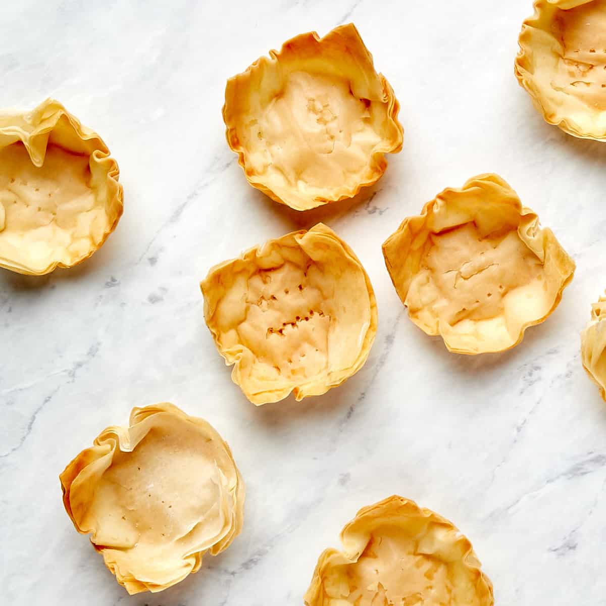 homemade baked phyllo cups made from phyllo sheets
