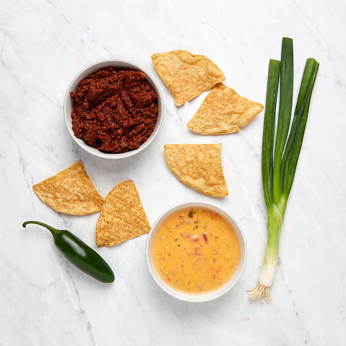 ingredients for chili cheese nachos.