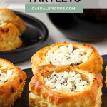 pinterest pin for goat cheese caramelized tarts.