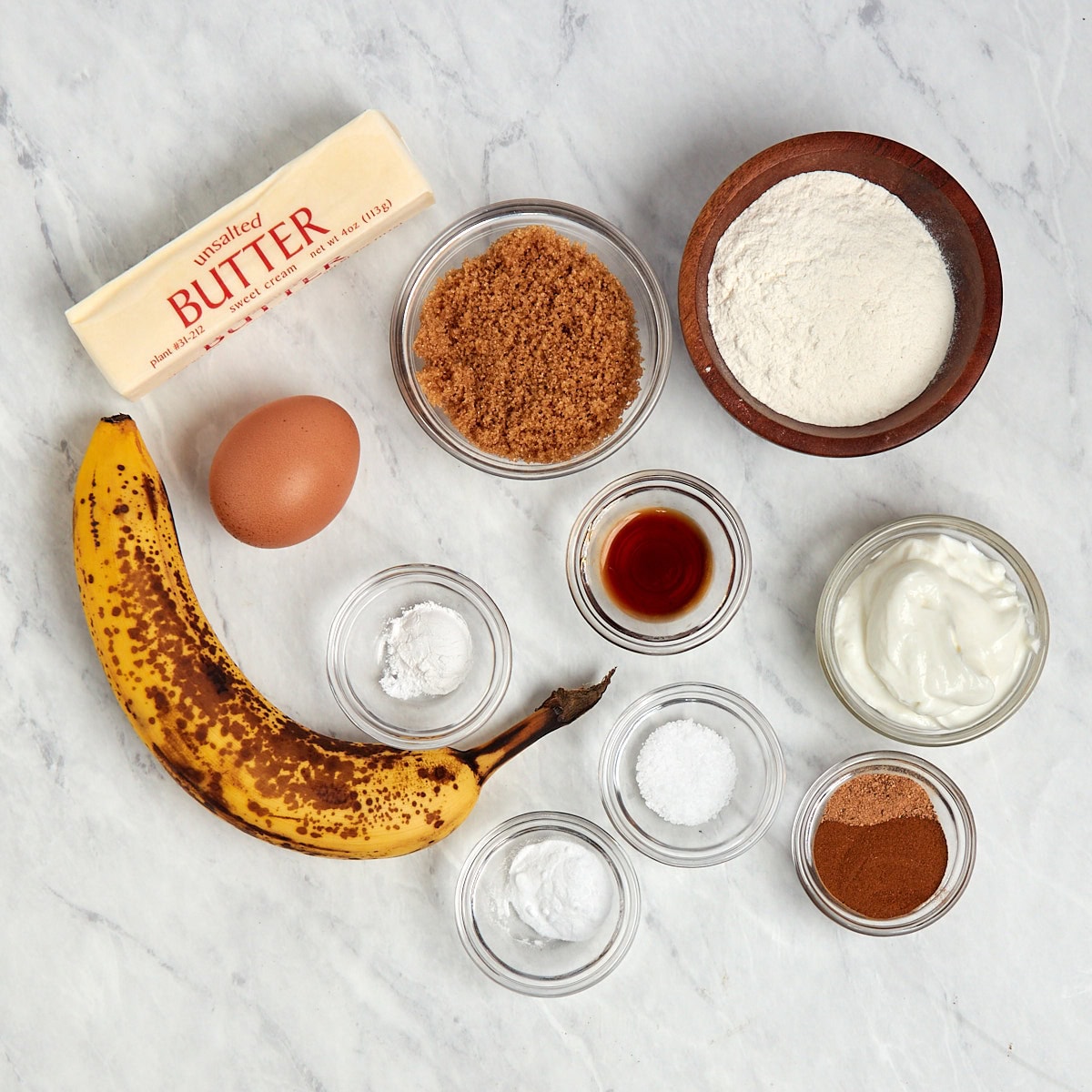 ingredients for banana bread.