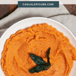 pinterest pin for whipped sweet potatoes with brown butter and sage.