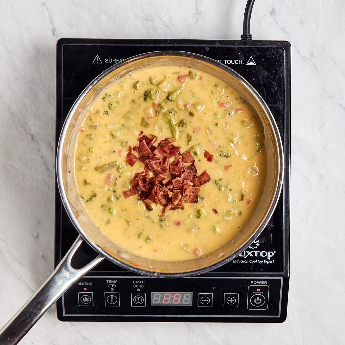 bacon added to the broccoli cheese soup.