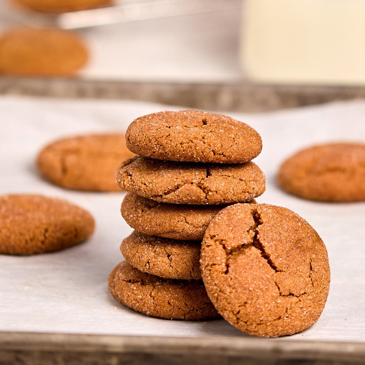 stack of 5 ginger molasses cookies.