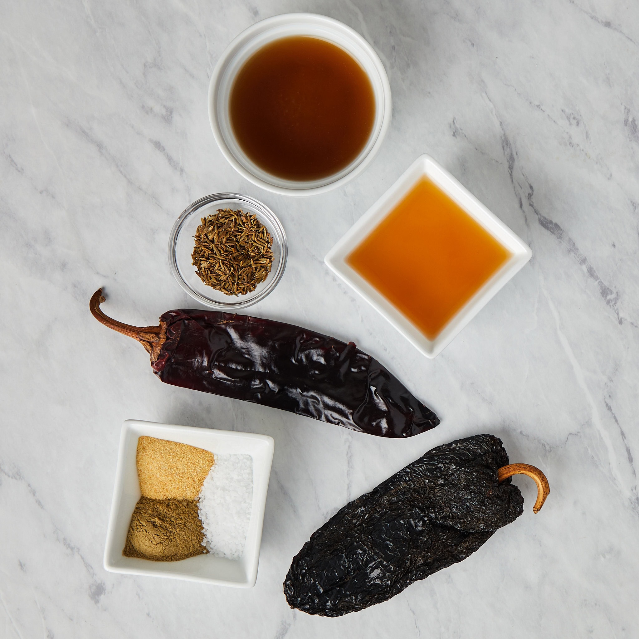 ingredients for ancho chili paste.