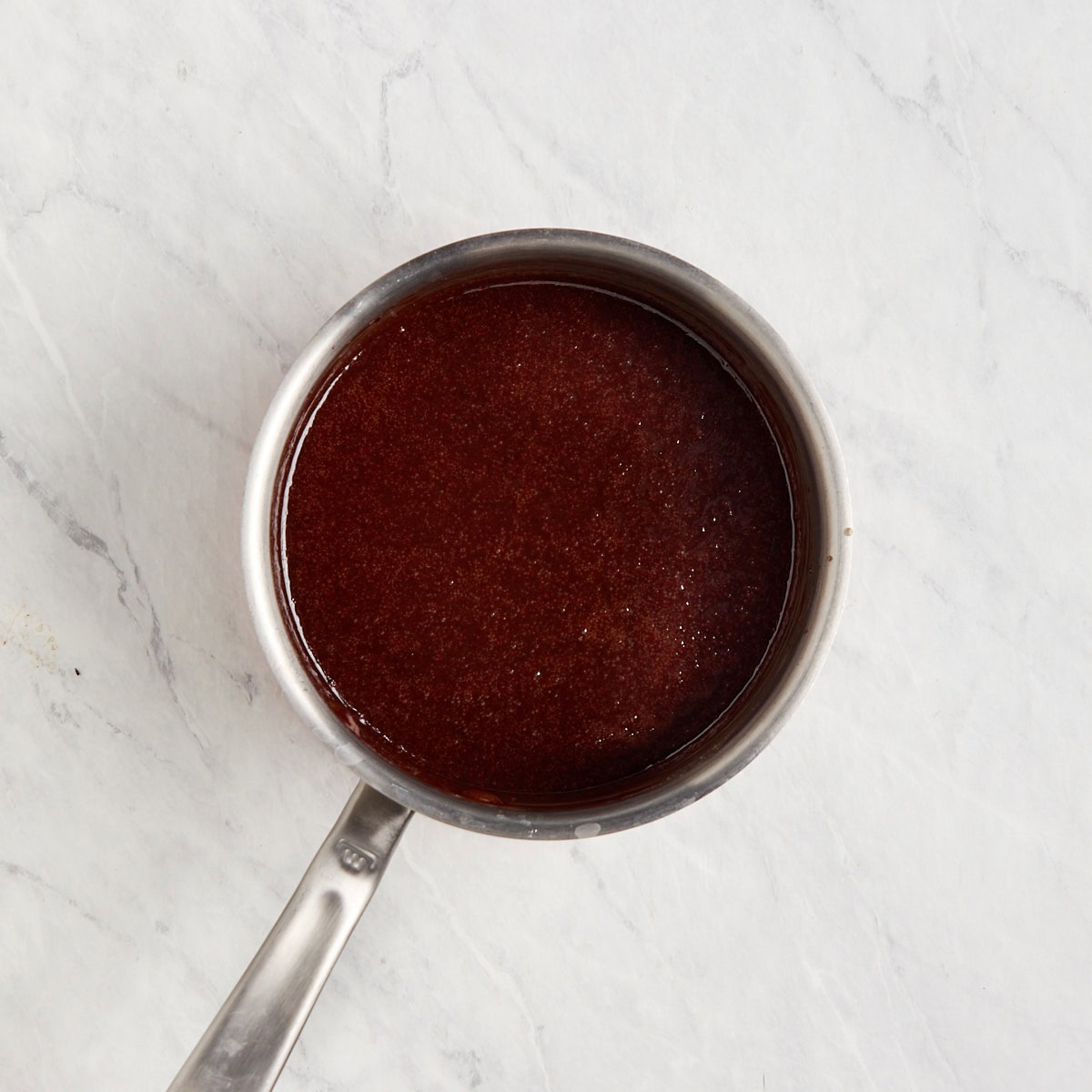 chocolate saue in a saucepan.