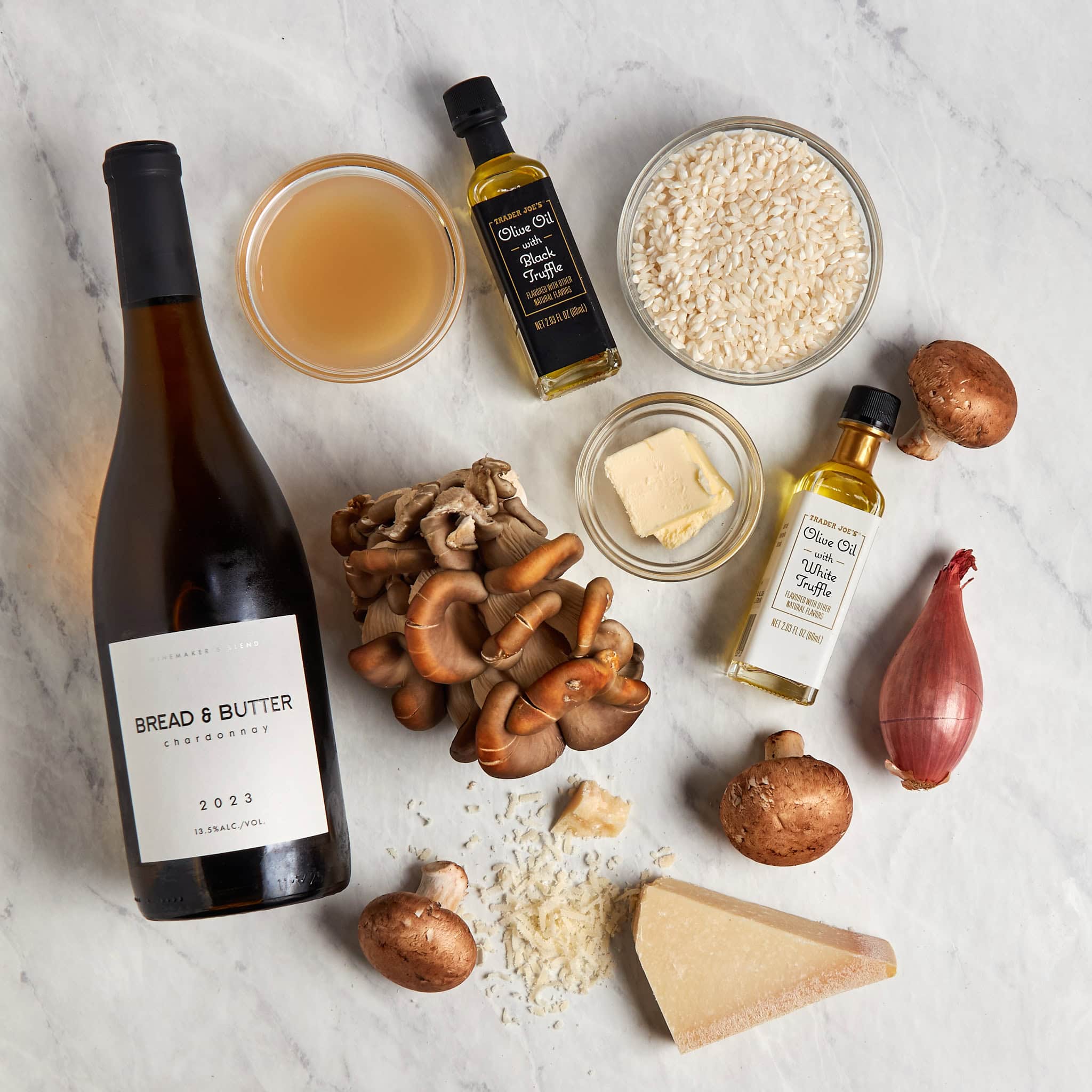 ingredients for mushroom truffle risotto.