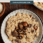 pinterest pin for mushroom truffle risotto.