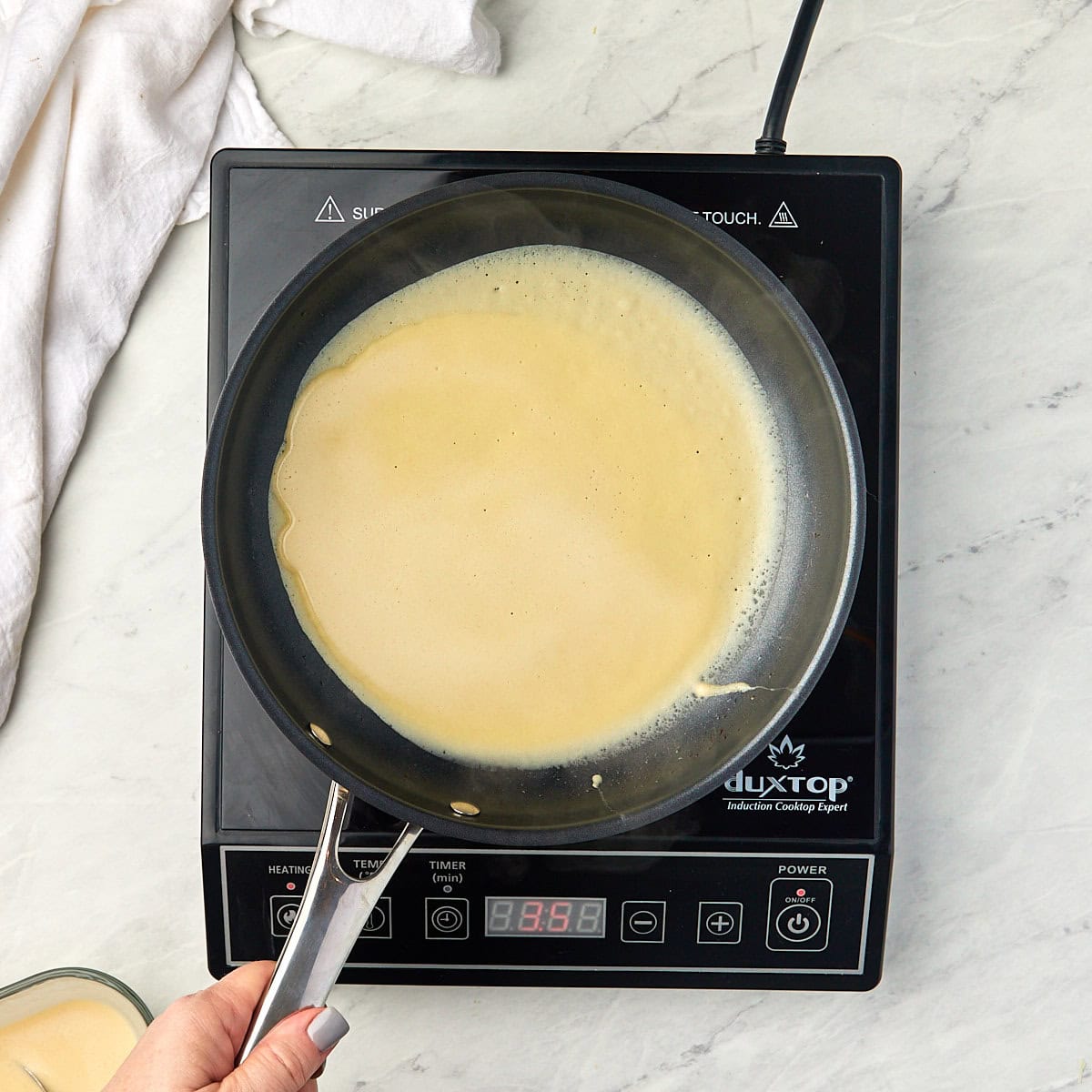 crepe batter in a blender.