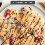 pinterest pin for banana nutella crepes.