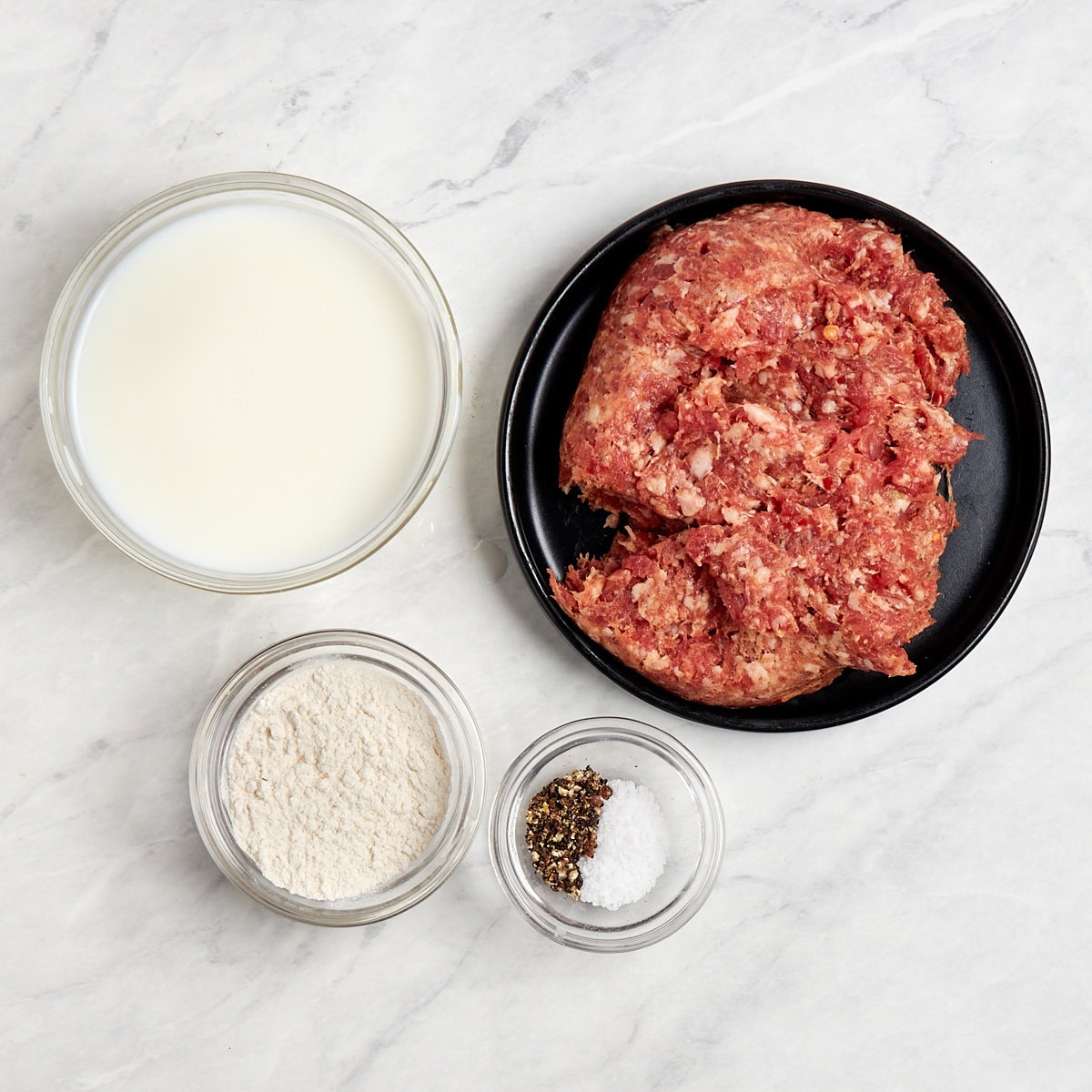 ingredients for Southern sausage gravy.