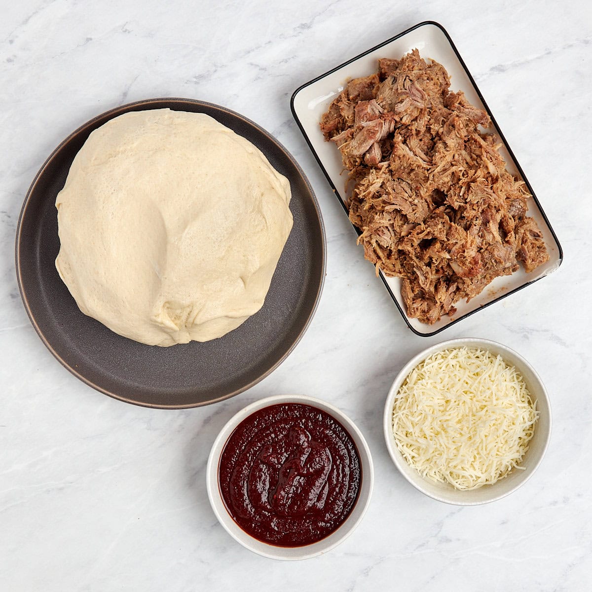 ingredients for pulled pork pizza.
