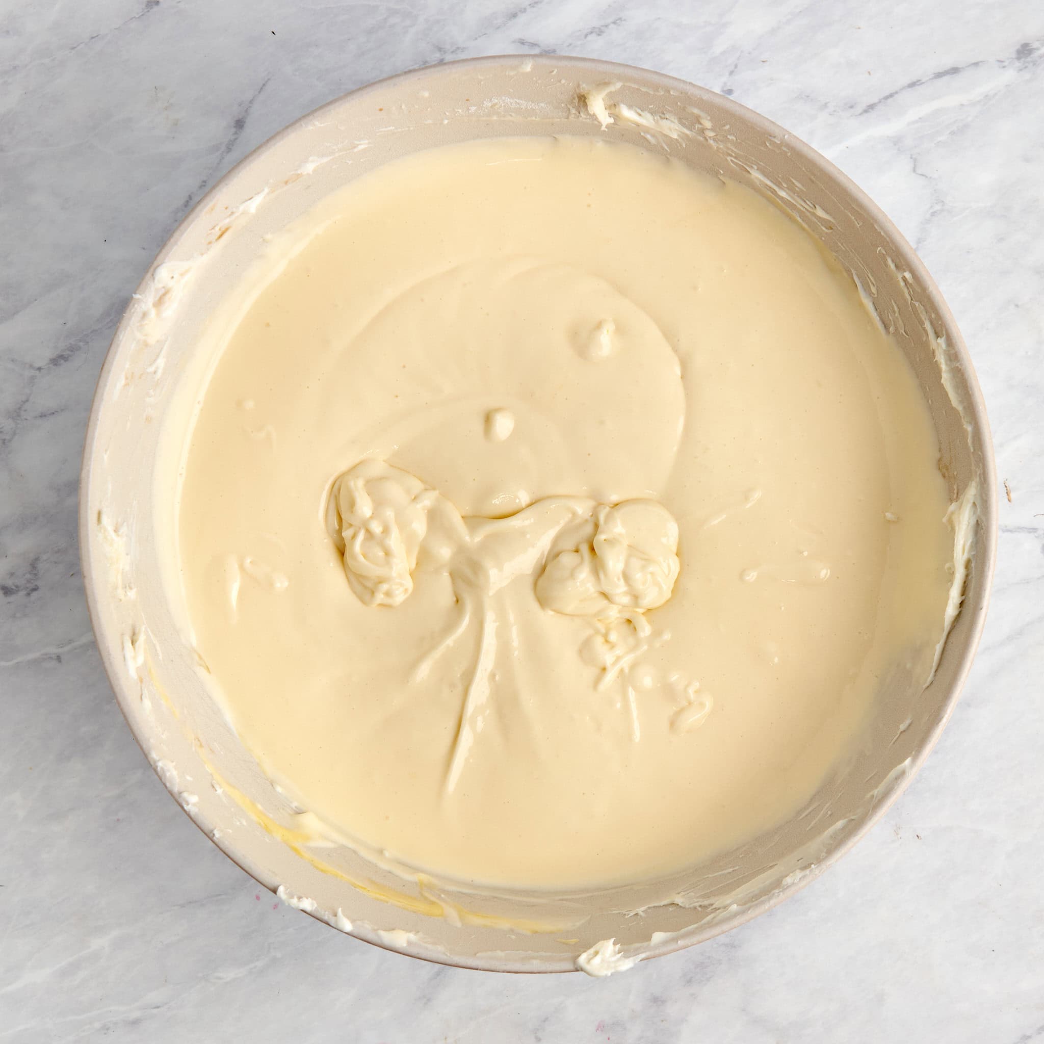 cheesecake mixture in a bowl.