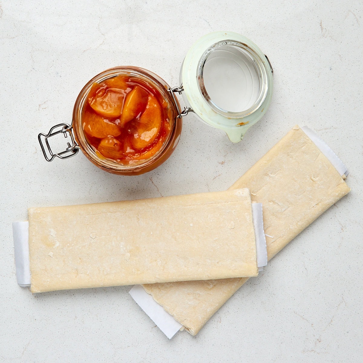 ingredients for peach turnovers.
