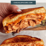 pinterest pin for BBQ chicken grilled cheese.
