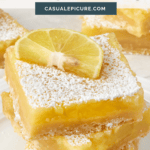pinterest pin for lemon bars with a shortbread crust.