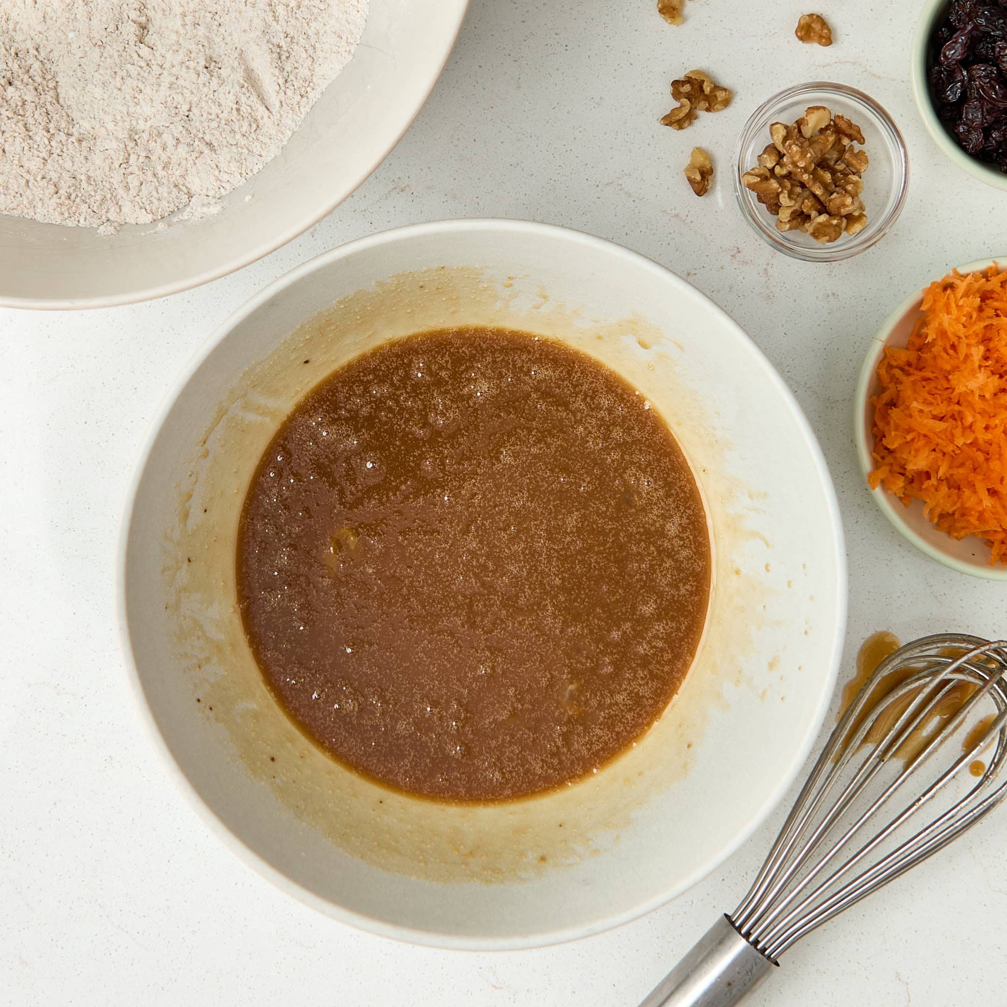 wet ingredients in a bowl.