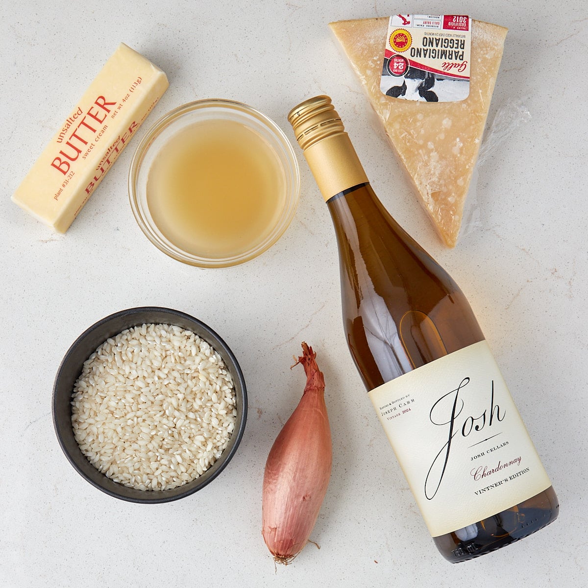 ingredients for parmesan risotto.