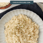 pinterest pin for parmesan risotto.